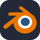 Blender design tool logo - 3D modeling and animation tool.